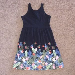 girls black with jungle design dress.